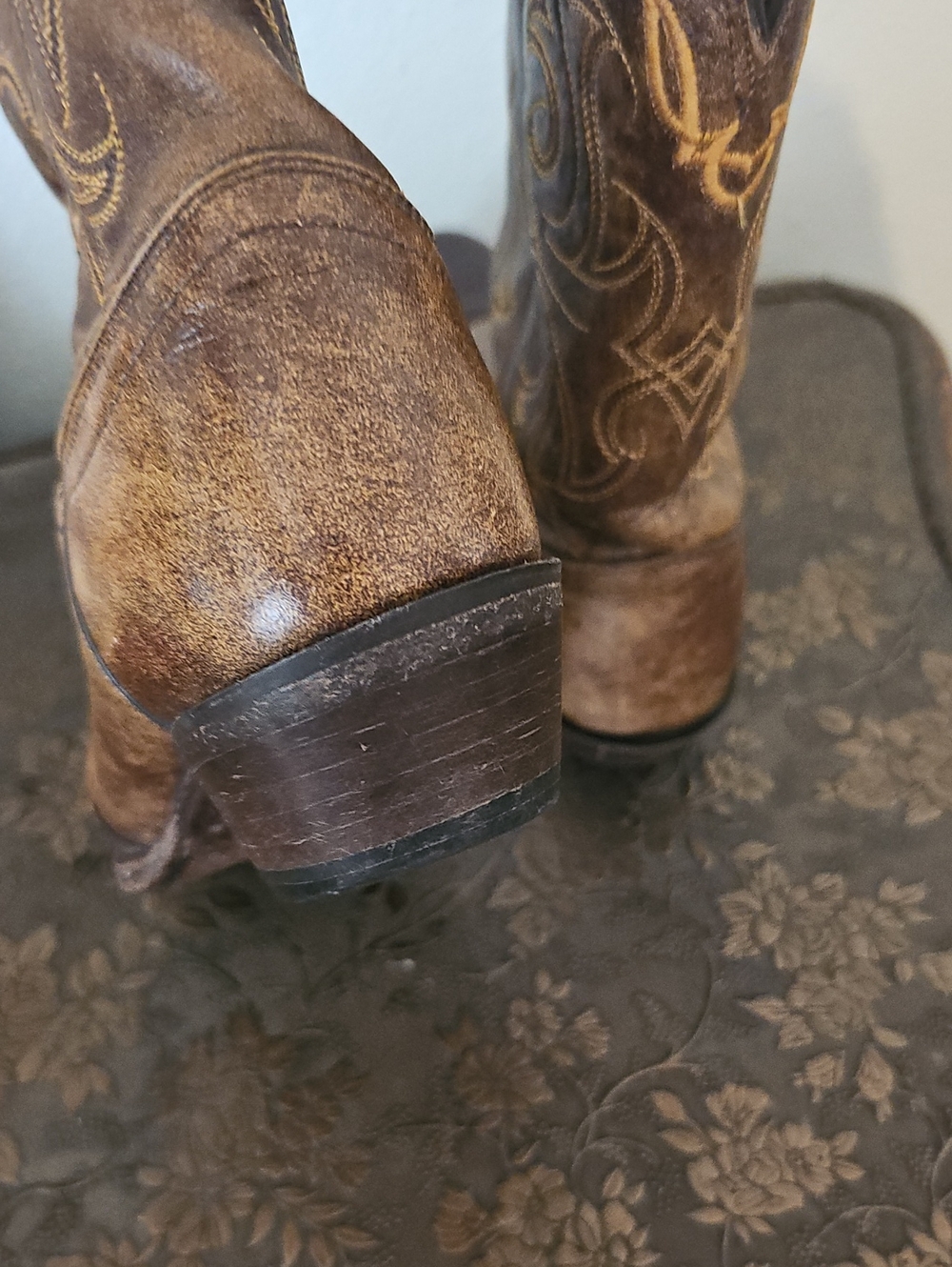Tony Lama VF6004 Ladies Vacquero Western w/Bark Sante Fe Leather Boot - Picture 6 of 11
